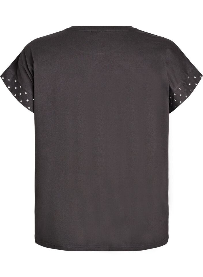 Organic cotton T-shirt with rivets, Dark Grey, Packshot image number 1