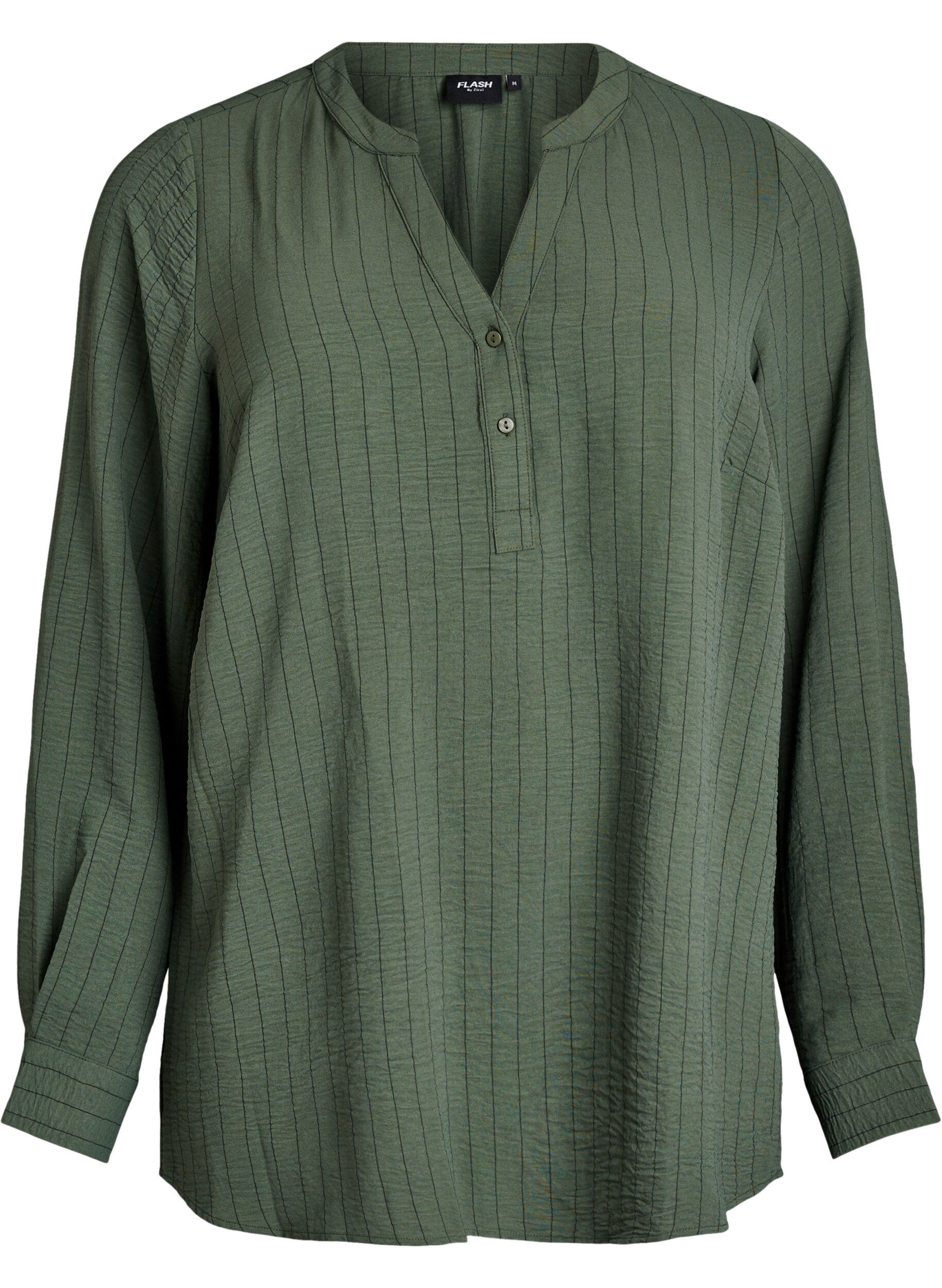Zizzifashion Pinstripe shirt blouse, Green, Packshot image number 0