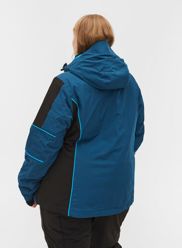 Waterproof ski jacket with a hood , Blue Comb, Model image number 1