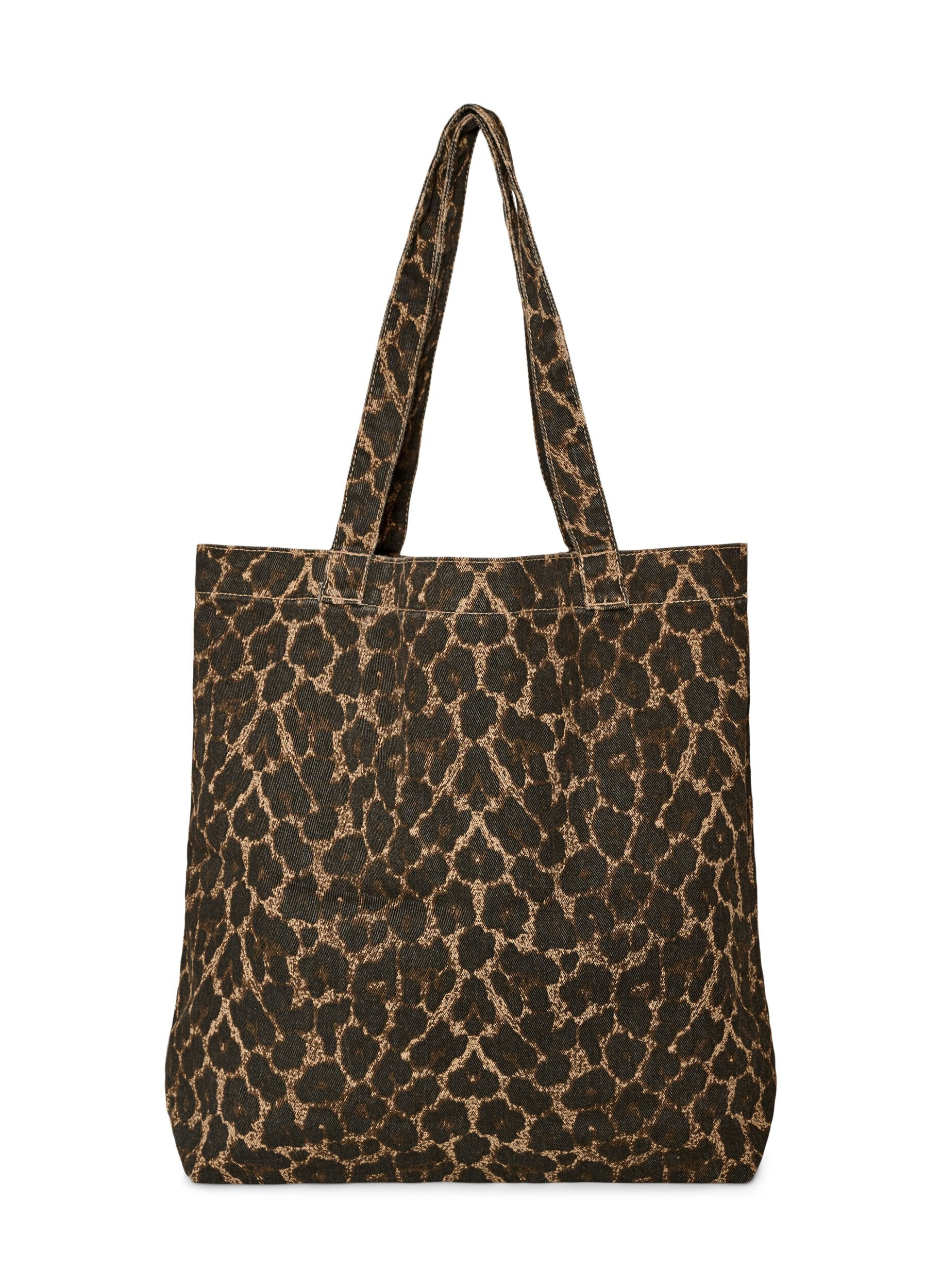 ZizzifashionDenim shopping bag with leopard print, Brown, Packshot image number 1