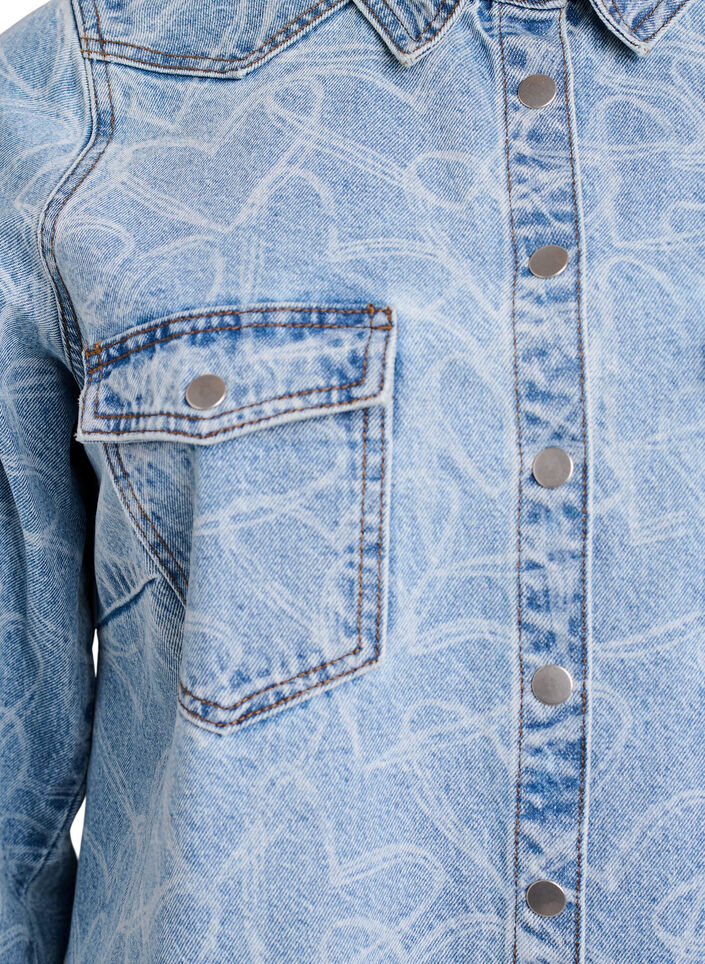 Denim dress with heart pattern, Light Blue, Packshot image number 2