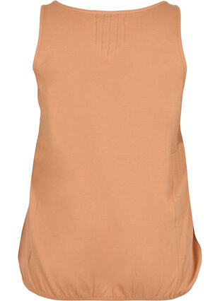 Block coloured cotton top with elastic along the bottom, Pecan Brown, Packshot image number 1