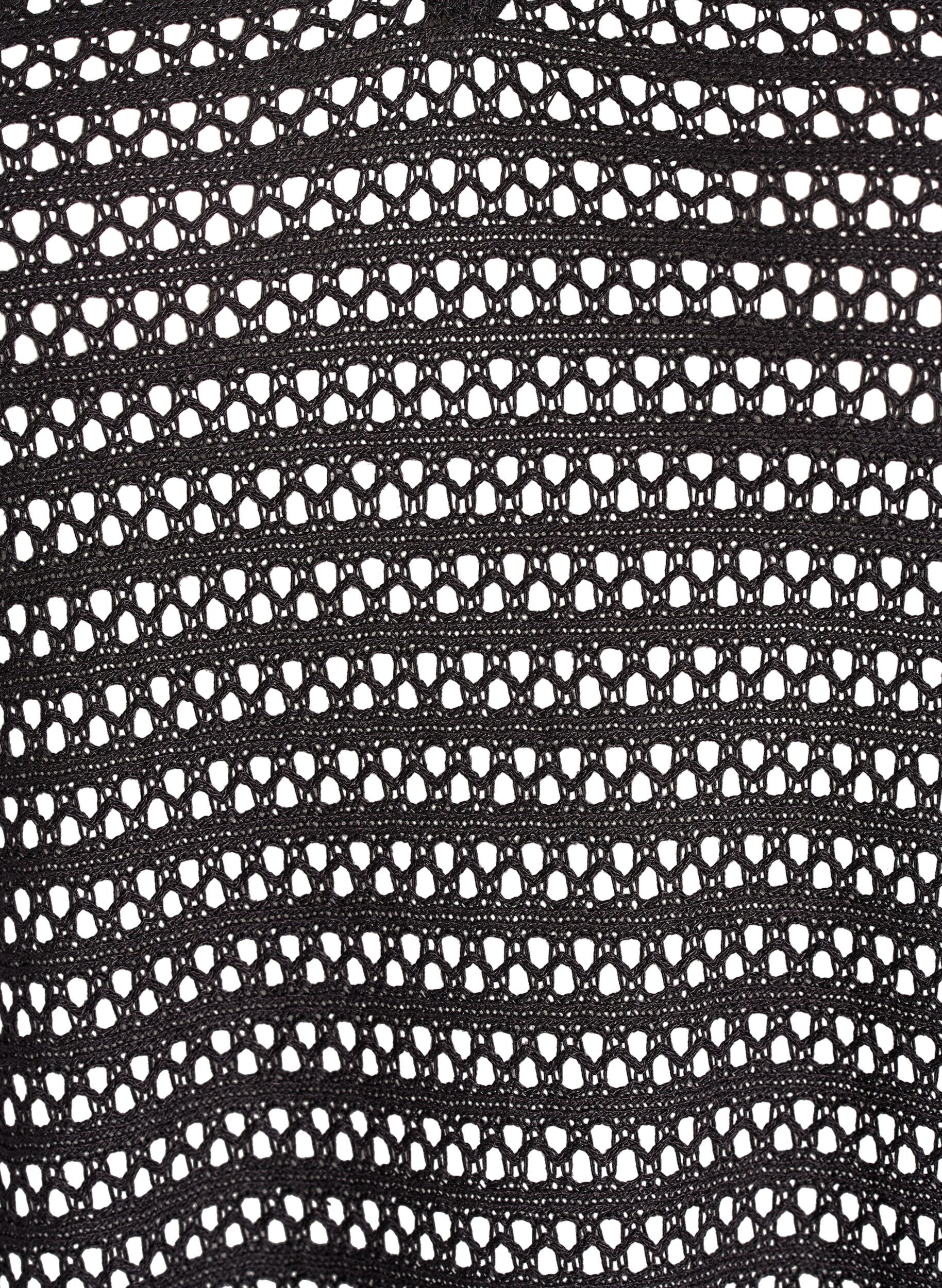 Zizzifashion Sleeveless beach dress with eyelet embroidery and side slits, Black, Packshot image number 2