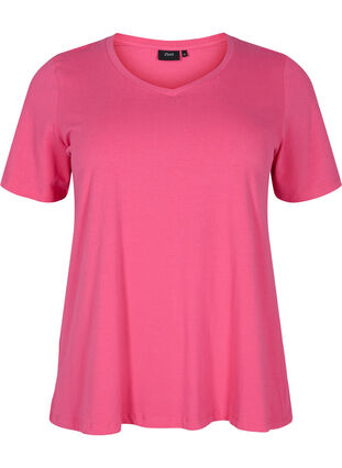 Basic plain cotton t-shirt, Hot Pink, Packshot image number 0