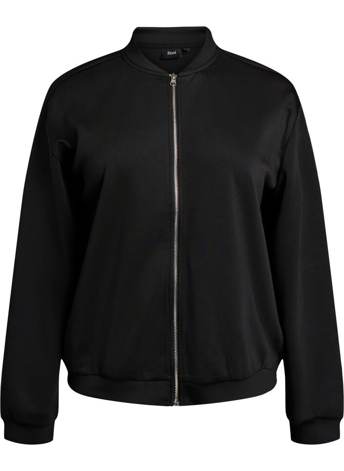 Bomber cardigan with zip, Black, Packshot image number 0