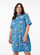 Short denim dress with embroidered flowers, LBD w. Flower, Model image number 0