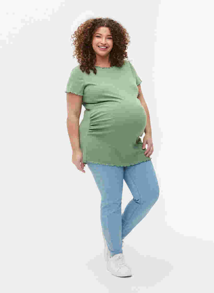 Maternity t-shirt in rib, Green Bay, Model image number 2