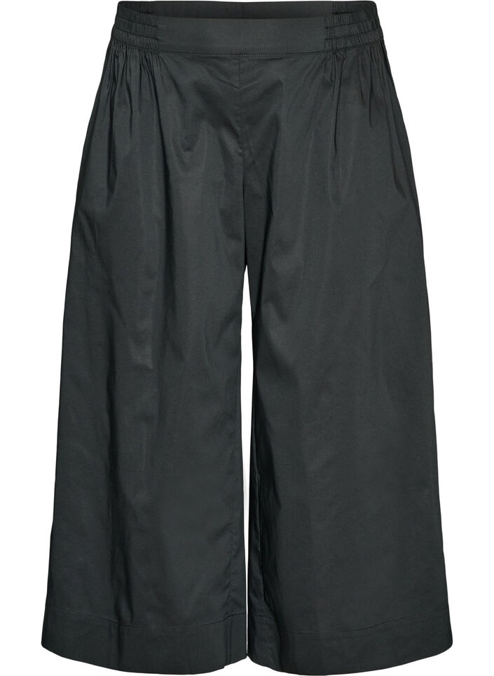 Culottes with an elasticated waist and wide legs, Black, Packshot image number 0