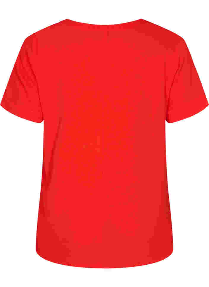 Short-sleeved v-neck blouse, Fiery Red, Packshot image number 1