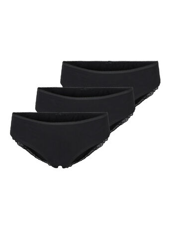 Cotton knickers 3-pack with lace trim
