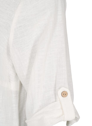 3/4 sleeve cotton blend tunic with linen, Off-White, Packshot image number 4