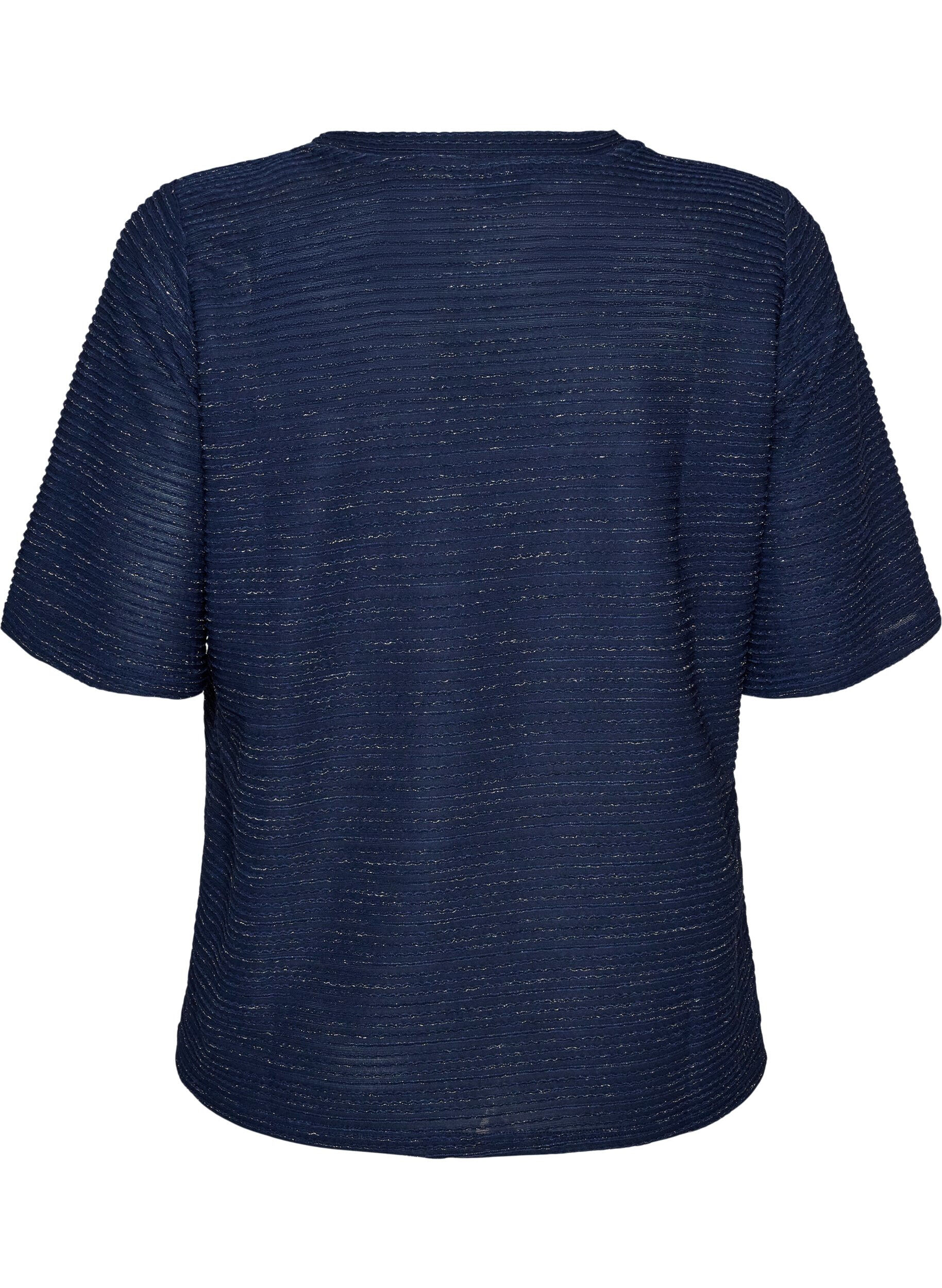 ZizzifashionBlouse with texture and glitter, Blue, Packshot image number 1