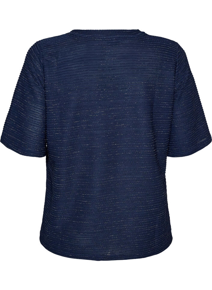 Blouse with texture and glitter, Blue, Packshot image number 1