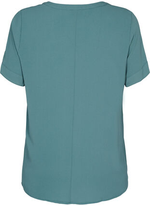 Short-sleeved v-neck blouse, Mallard Green, Packshot image number 1