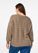 Long-sleeved knit blouse with an openwork pattern, Desert Taupe, Model image number 1