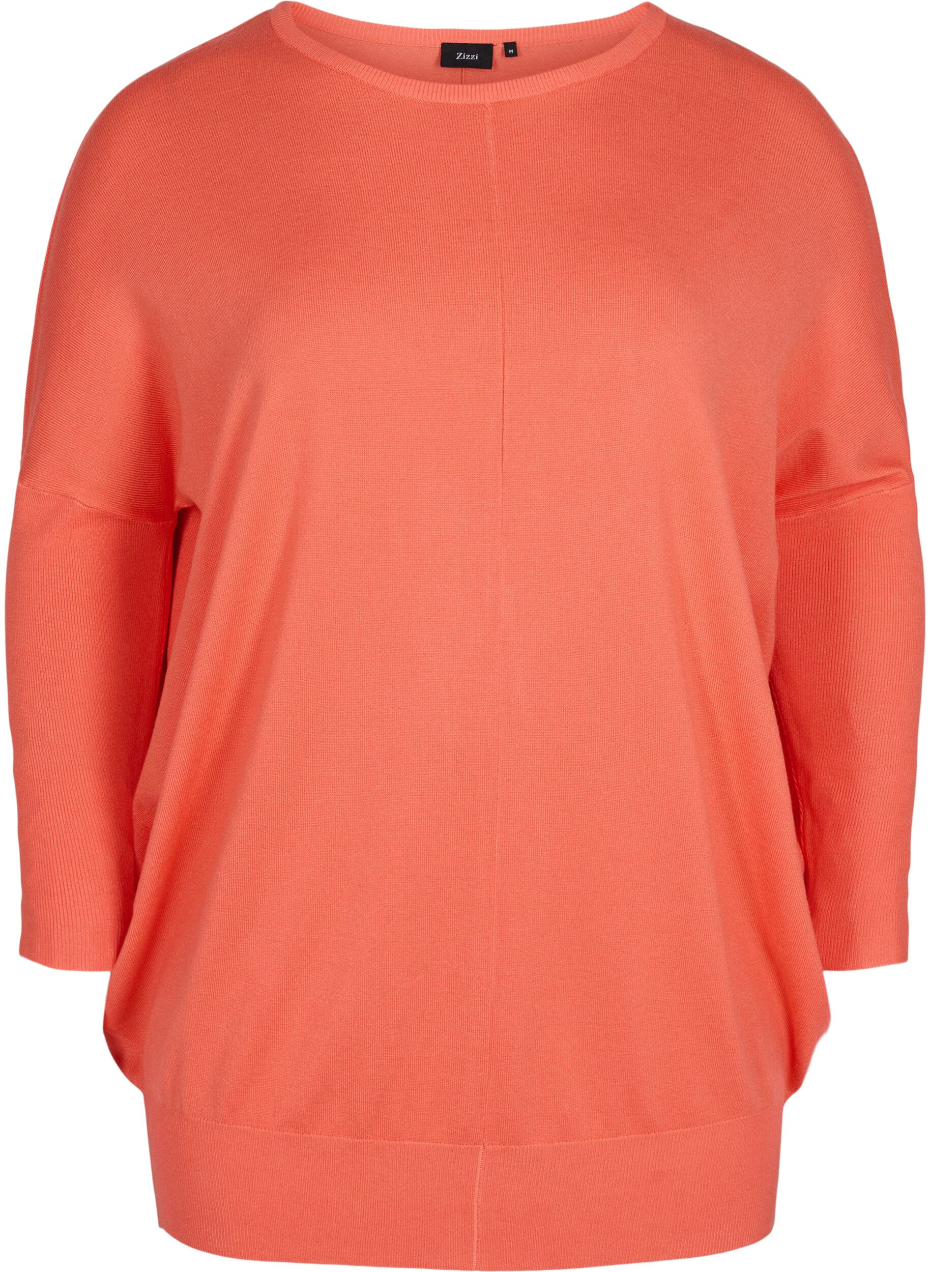 Zizzifashion Knitted jumper with round neckline, Living Coral, Packshot image number 0