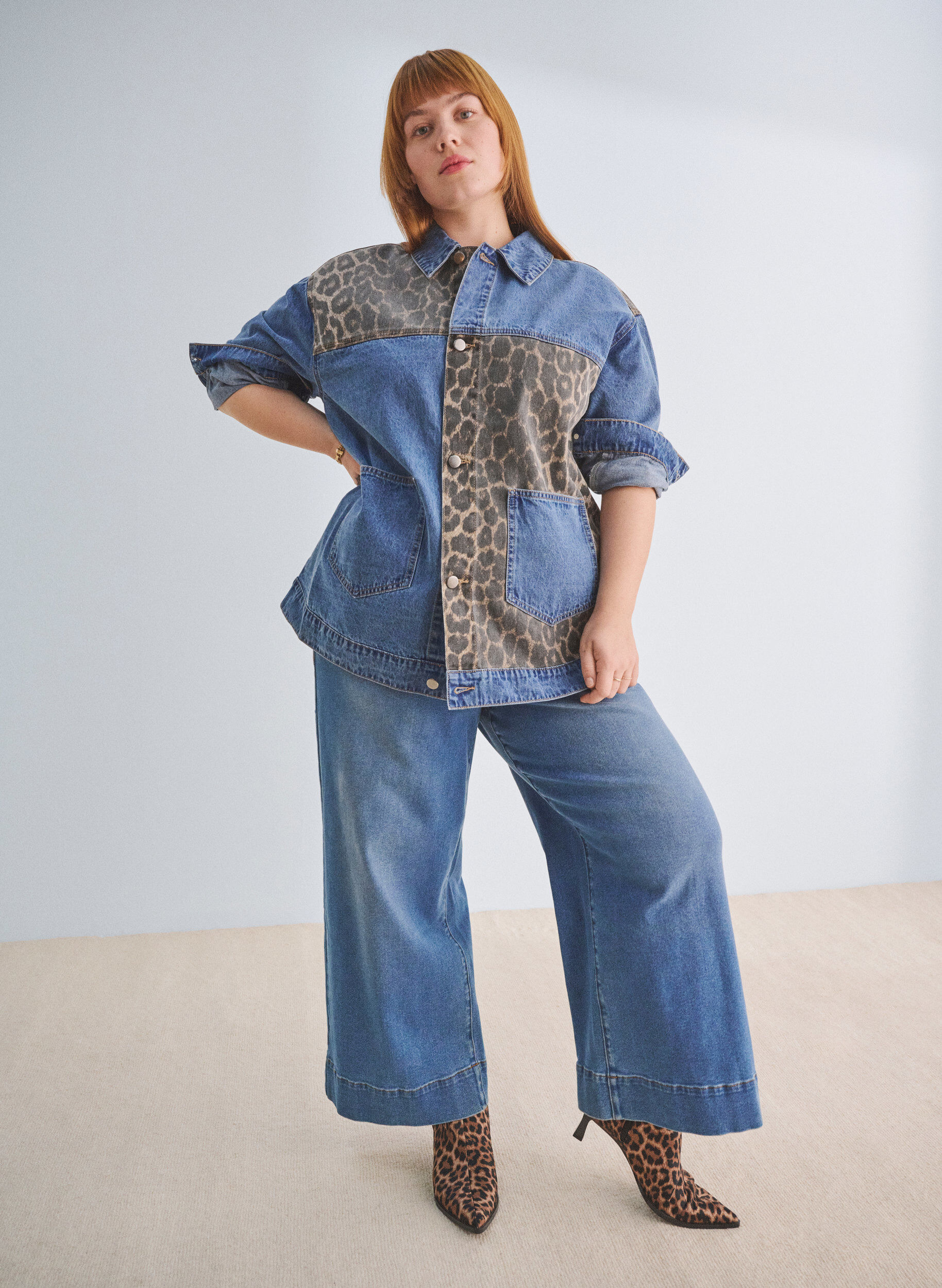 Zizzifashion Cropped jeans with flare, Blue, Image image number 0