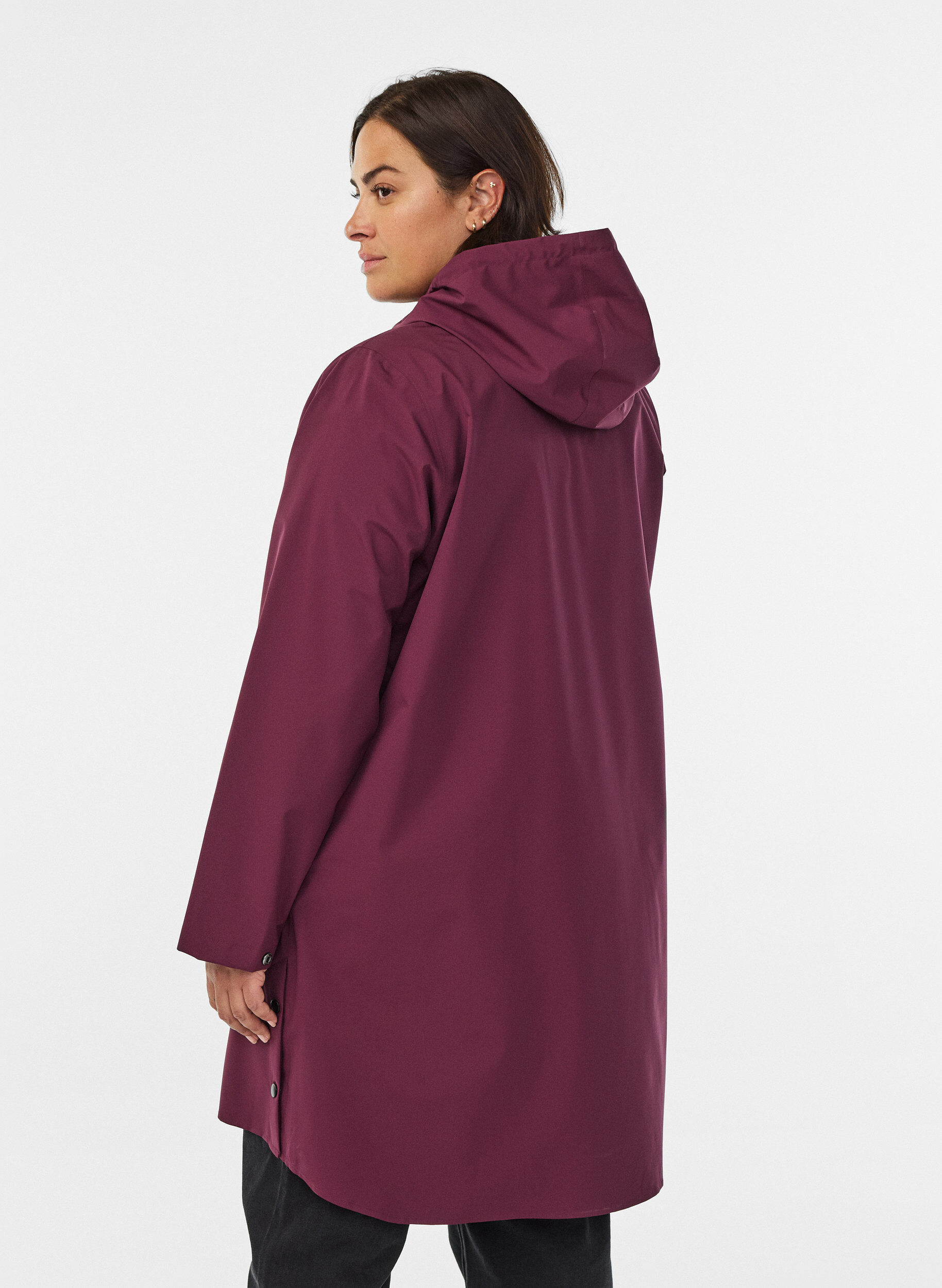 ZizzifashionRain jacket with pockets and hood, Dark Bordeaux, Model image number 2