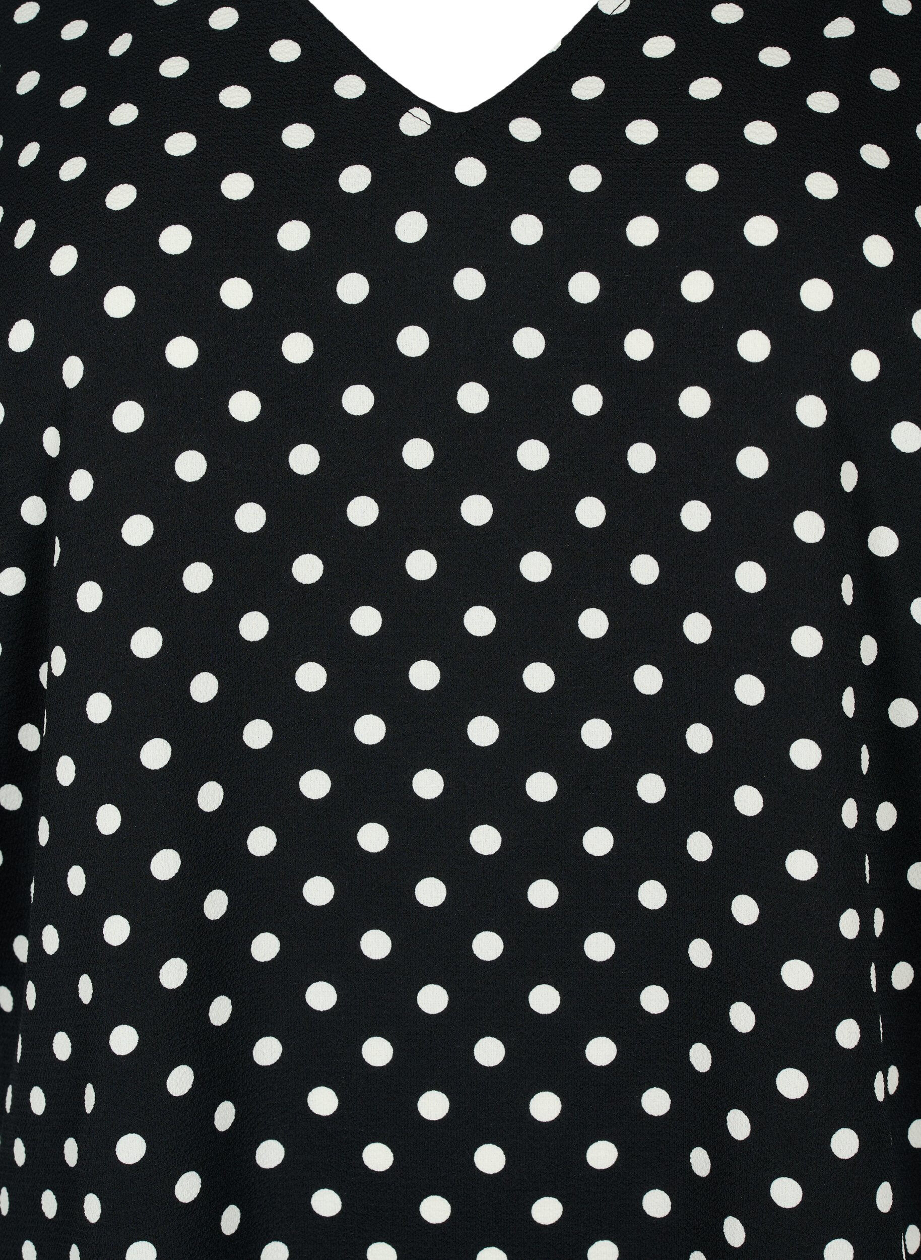 Zizzifashion Printed top with v-neck , Black Dot, Packshot image number 2
