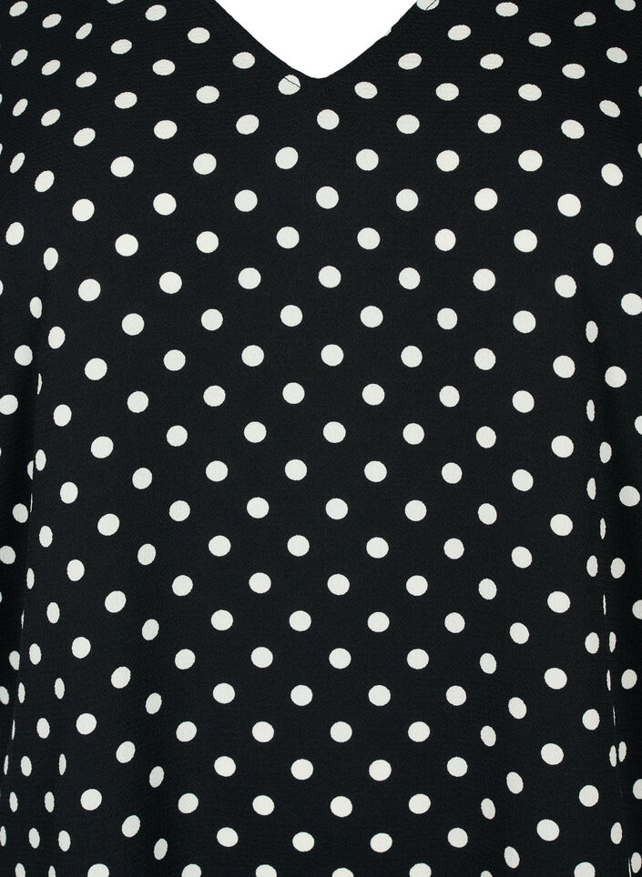 Printed top with v-neck , Black Dot, Packshot image number 2
