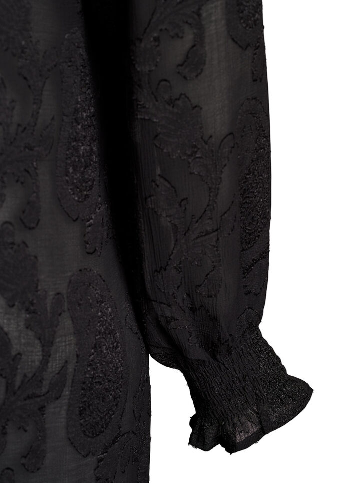 Tunic with a paisley texture and long sleeves, Black, Packshot image number 3