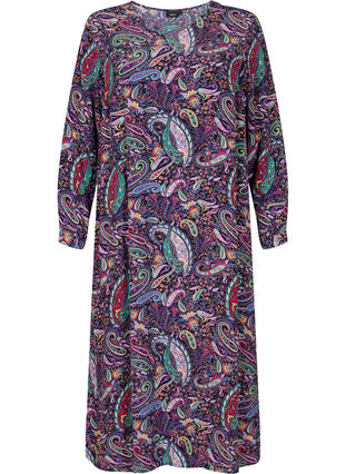 Viscose midi dress with paisley print, Multi Paisley, Packshot image number 0