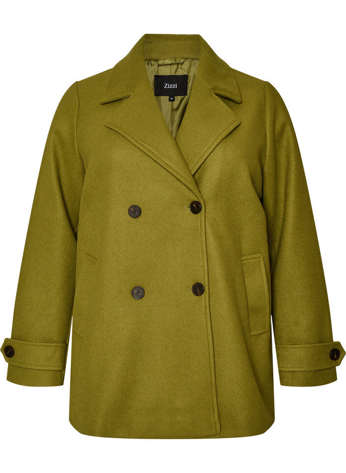 Short coat with double-breasted button closure, Green, Packshot image number 0