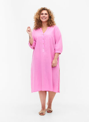 Long shirt dress with 3/4 sleeves, Begonia Pink, Model image number 2