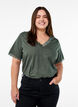 T-shirt with lace trim, Green, Model image number 0
