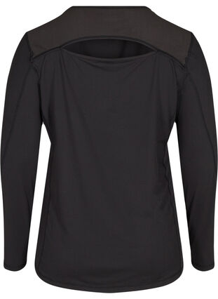Long sleeve sports blouse with back detail, Black, Packshot image number 1