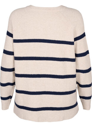 Rib-knit sweater with stripes, P.Stone/Navy.B.Mel., Packshot image number 1