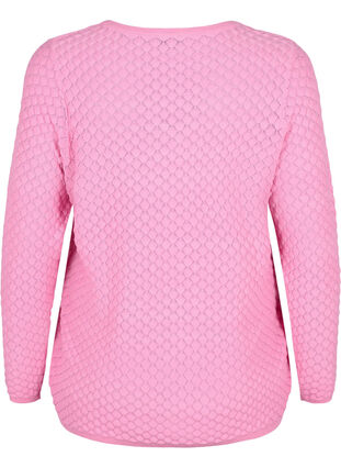 Patterned knitted top with v-neckline, Begonia Pink, Packshot image number 1