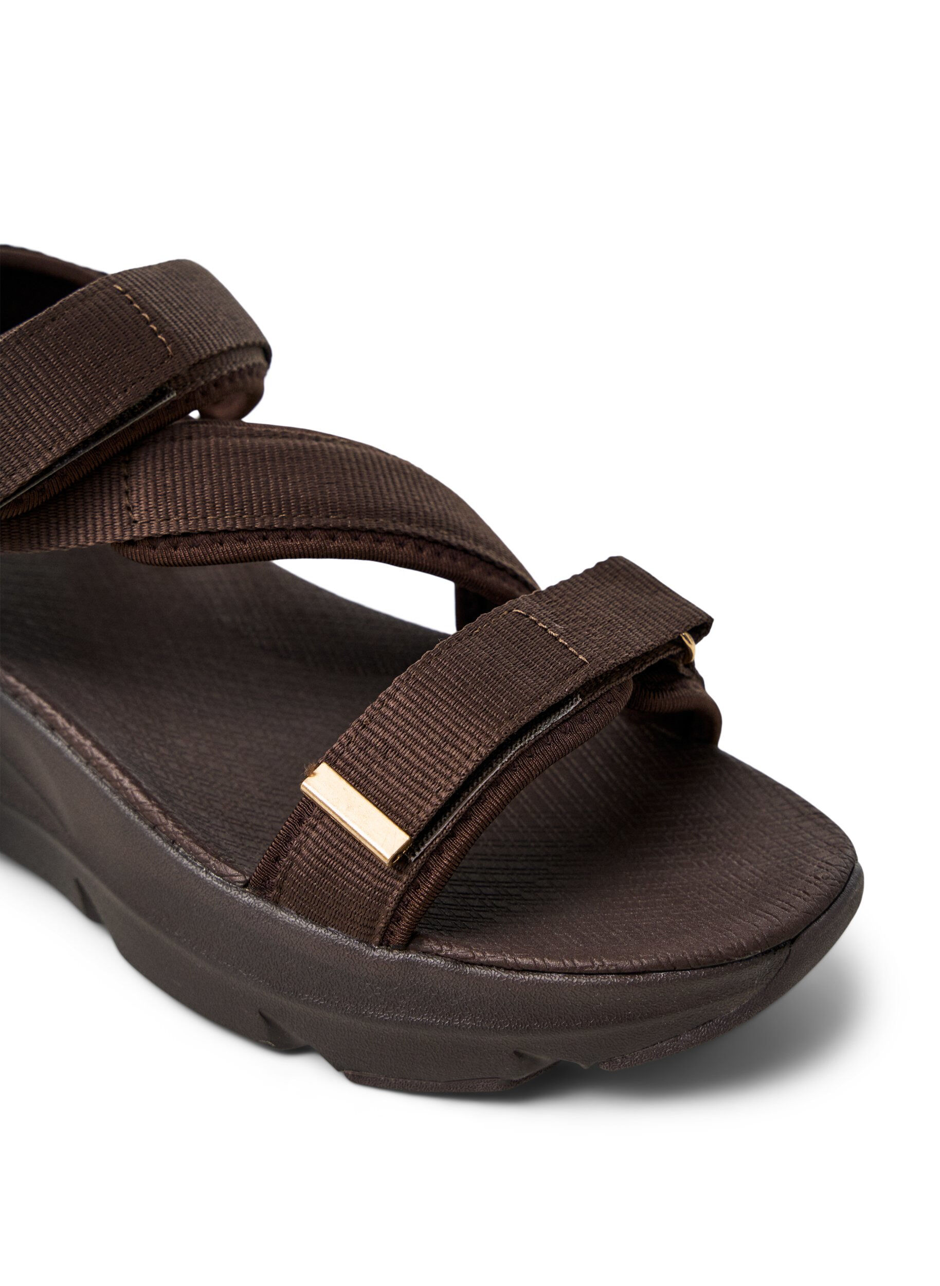 Zizzifashion Comfortable sandal with Velcro and arch support, Brown, Packshot image number 3