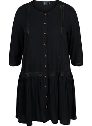 Viscose beach dress with button fastening, Black, Packshot image number 0