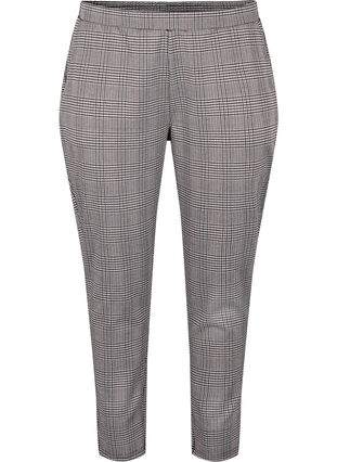 Cropped Maddison trousers with checked pattern, Beige Brown Check, Packshot image number 0