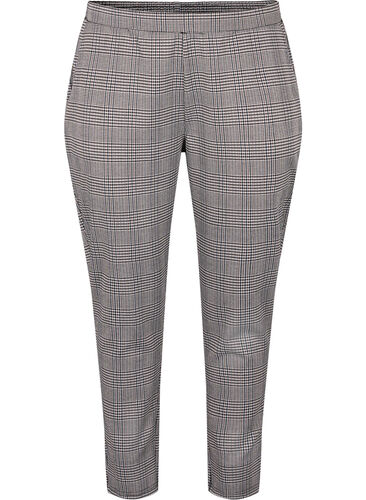 Cropped Maddison trousers with checked pattern, Beige Brown Check, Packshot image number 0