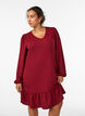 Short textured dress with a ruffle hem, Dark Bordeaux, Model image number 1