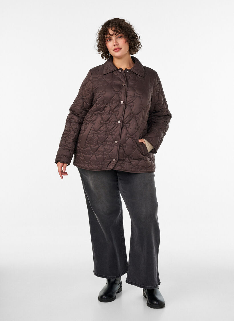 Lightly padded jacket with decorative quilting, Brown, Model