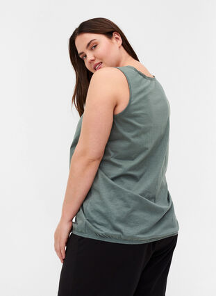 Top with lace trim, Balsam Green, Model image number 1