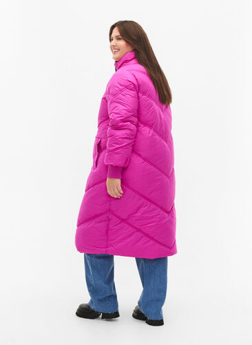 Long puffer winter jacket, Rose Violet, Model image number 1
