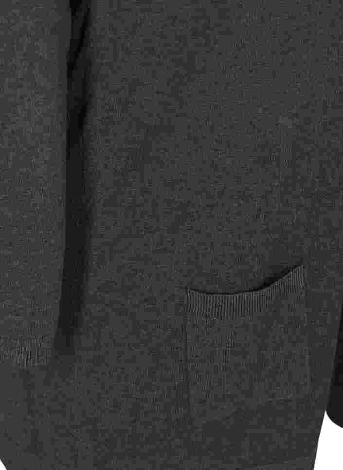 Long knitted cardigan in a viscose blend, Dark Grey Melange, Packshot image number 3