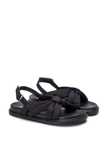 Wide fit sandal with knot detail, Black, Packshot image number 1