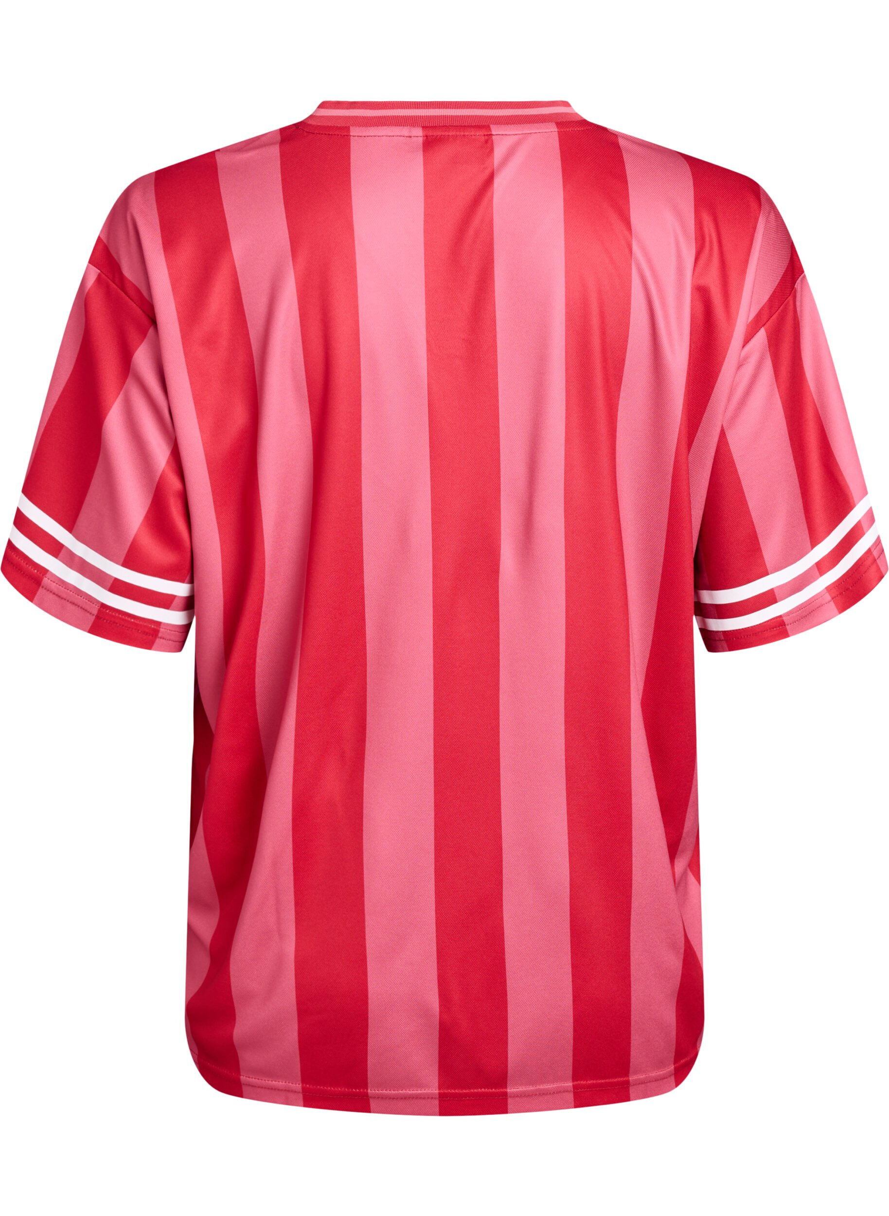 Zizzifashion Sporty t-shirt with stripes and text motif, Red, Packshot image number 1