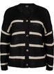 FLASH - Knitted cardigan with stripes and buttons, Black, Packshot image number 0