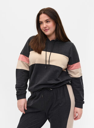 Sweatshirt with hood and track details, DGM/Rose, Model image number 0