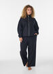 Jersey cardigan with zipper and high collar, Black, Model image number 1