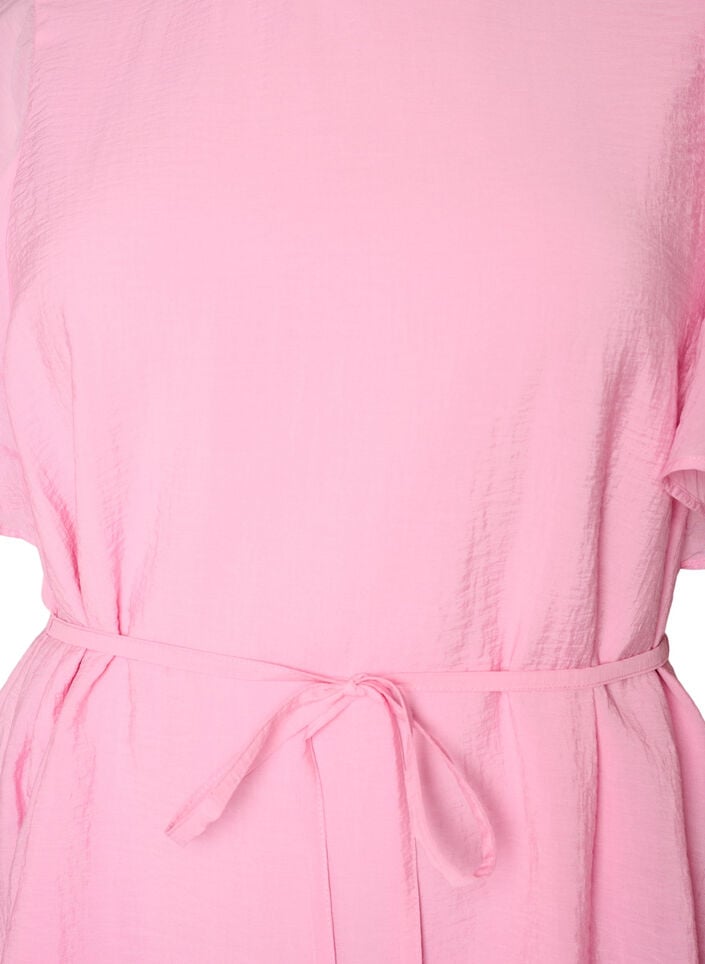 Ankle-length dress with flutter sleeves and tie-waist, Pink, Packshot image number 2
