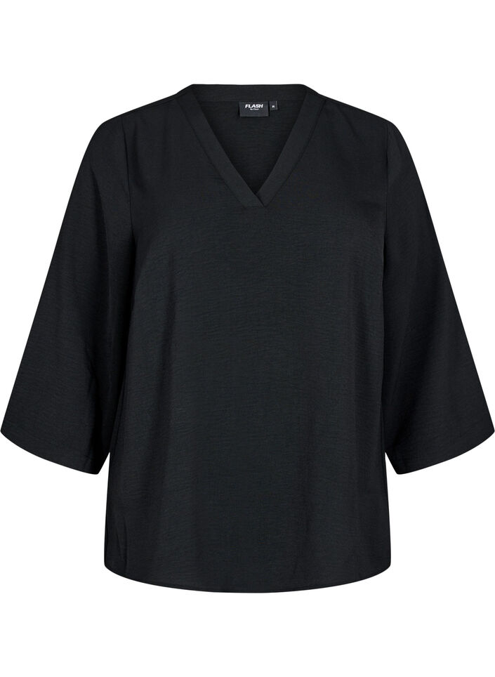 Blouse with 3/4 sleeves, Black, Packshot image number 0