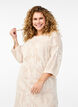 Knitted dress with openwork pattern and 3/4 sleeves, Beige, Model image number 2