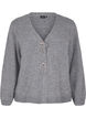Knitted cardigan with a silver bow, Medium Grey Melange, Packshot image number 0